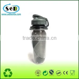OEM Printing Double Wall Plastic Water Bottles With Flip Lid , Sport Bottles With Flip Cap thumbnail-2