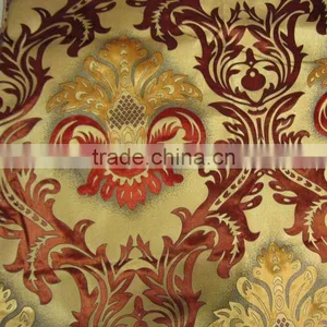 Polyester Gold Print Velvet Fabric--Sofa,Curtain Upholstery Fabric thumbnail-1