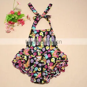 2017 Wholesale Colored Printed Flower Rompers Cotton Jumpsuit thumbnail-3