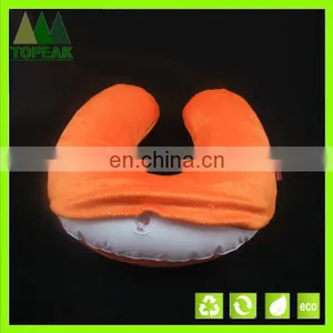 Inflatable U-shape PVC Velvet Cover Inflatable Travel Neck Pillow thumbnail-1