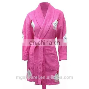 Wholesale Sprinkle Cupcake Applique Long Sleeve Shawl Collar Robe-Pink thumbnail-1