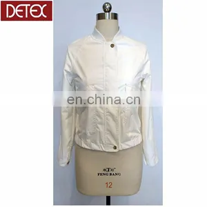 Summer Women Lightweight White Bomber Nylon Fabric Nylon Jacket thumbnail-1