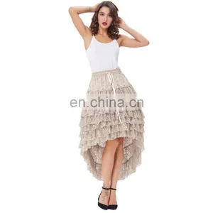 Belle Poque Women Ladies Amelia Steampunk Elastic Waist Ruffled Lace Cake Skirt BP000221-1 thumbnail-2