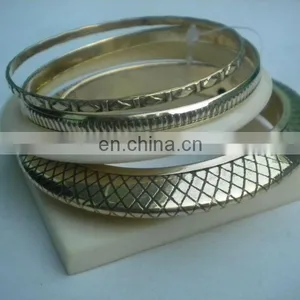 Stackable Resin & Brass Textured Bangle Set thumbnail-1
