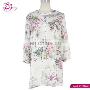 2017 Premium Popular Style Ladies Fashion White Cotton Tops thumbnail-1