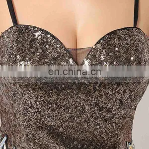 Gorgeous Sweetheart Sleeveless Sequins Short Prom Dresses With Detachable Skirt AJ011 Flowing Chiffon Long Dresses thumbnail-5