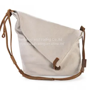 White Canvas Shoulder Bag With Waterproof Fabric thumbnail-1