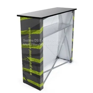 Rortable Aluminum Pop Up Booth Folding Wooden Steel Board Promotion Counter Table Design For Advertising Display thumbnail-3