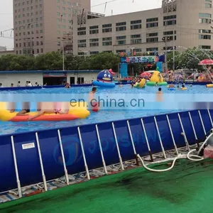 Large Above Ground Steel Metal Frame Swimming Pool Inflatable Water Slide Park Pool 10m 20m 50m thumbnail-3