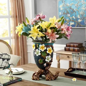 Hand Made European Color Paint Creative Retro Table Ceramic Vase For Living Room Decor thumbnail-2