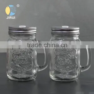 16oz Glass Mason Jar Mug With Straw and Handle and Daisy Cut Cap thumbnail-4