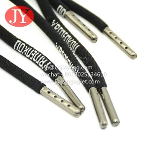 Oval Shoelace Metal Aglet Print Logo Polyester String With Brass Aglet Shoe Cord Metal Ends thumbnail-5
