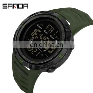 SANDA 6014 Branded Men Digital Wristwatch Luminous Alarm Water Resistant Multi-functional Fashion Boys Led Watches thumbnail-1