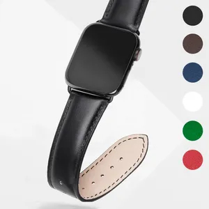 Factory Price Custom High Quantity Cowhide Genuine Leather Watch Strap For Apple Watch Top Layer Leather Band Strap thumbnail-1