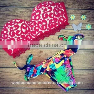 2016 Summer Style Print Floral Bikini Swimwear Sexy Biquini Feminino Padded Swimsuit Quality Choice thumbnail-3
