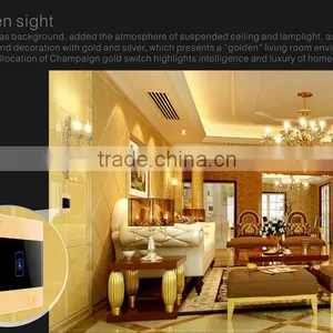 Gold 1Gang Crystal Glass Panel Touch Smart Home Wall Switch thumbnail-3