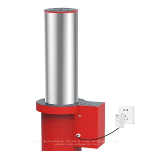 UPARK Electric Hydraulic Stainless Steel Bollard Price 219mm Remote Control Barrier LED Light Heavy Duty Bollards thumbnail-3