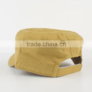 Custom Flat Top Army Cap Worn-out Black Cotton Military Hat Wholesale thumbnail-3
