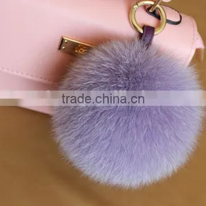 Direct Factory Wholesale Multi Colors Girls 100% Real Fox Fur Key Chain thumbnail-5