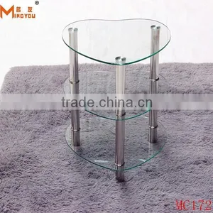 Hot Sale Clear Glass Living Room Cabinets 3 Layer Shelf Unit thumbnail-1