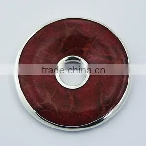 Red Sponge Coral Slide On Pendant Sterling Silver Frame thumbnail-1