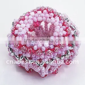 Fashion Scrunchies With Lt.rose and Red Beads,hairband thumbnail-1