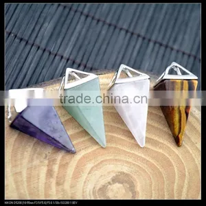 LFD-0042P ~ Wholesale Rose Quartz/Amethyst/Agate Pyramid Reiki Charm Beads Stone Crystal Pendant Jewelry Finding thumbnail-3