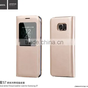 Hoco Flip PU Leather Case For Samsung S7 Original Series Leather View Window Protective Case For S7 TB-0259 thumbnail-5