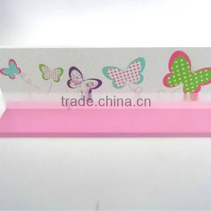 Pink Butterfly Printing MDF Decorative Wooden Wall Shelf Wall Display Shelf thumbnail-1