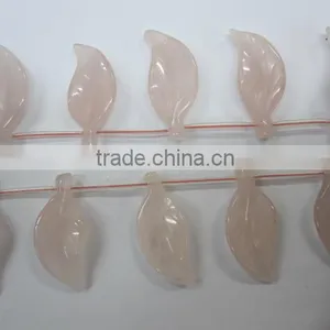 Gemstone Rose Quartz Leave for Jewerly Making thumbnail-1