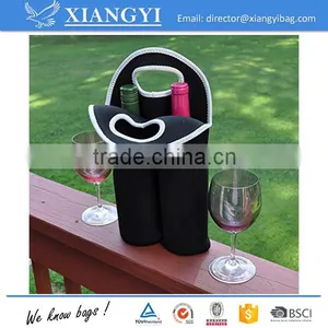 Durable Neoprene Two Bottle Wine Carrier Tote Bag thumbnail-1