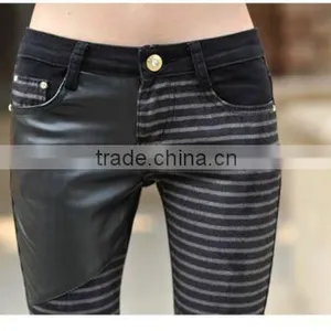 Sexy Women's Jeans Leather Detail Skinny Stretch Fashion Casual Pants Denim thumbnail-5