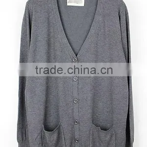 New Womens Cardigan V Neck Loose Long Sleeve Knit Sweater Coat Long thumbnail-1