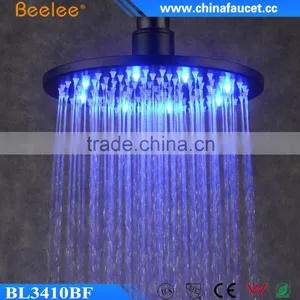 Beelee Black Round 10'' Shower Color Change Hydro Power Led Rain Overhead Shower thumbnail-1