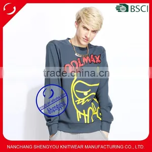 Wholesale Custom Polyester Cotton Mens Printing Pullover Sweatshirt thumbnail-1