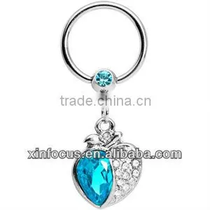 Aqua Gem Fairy Dangle Captive Ring Body Jewelry BCR thumbnail-1