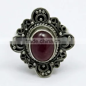 Designer Ruby 925 Sterling Silver Ring, Indian Fashion Silver Jewelry, Wholesale Silver Jewelry thumbnail-2