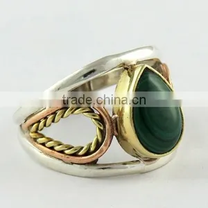 Perfect Malachite ! Bezel Setting 925 Sterling Silver Ring, Silver Jewellery Wholesaler, Silver Jewellery thumbnail-1