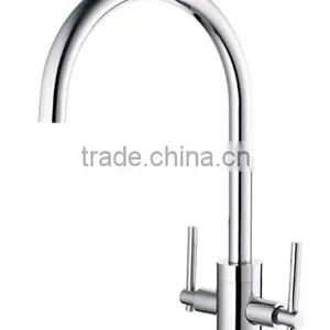Two Handle Round Cruciform Kitchen Sink Tap Mixer thumbnail-1