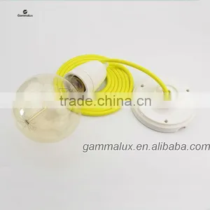 Popular Sale Colourful Ceiling Rose Ceramic Lamp Holder With Braided Wire Cord thumbnail-1