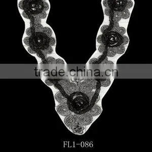 Beaded Lace Applique for Garment Butterfly Collar thumbnail-1