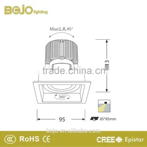 Square Adjustable 6w 9w 13wled Spotlight With Aluminum Heat Sink thumbnail-4