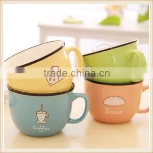Ceramic Colorful Soup Bowl With Black Rim Bowl thumbnail-1