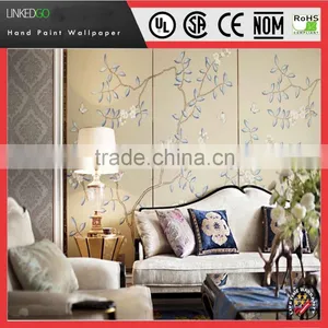 Beautiful Hand Paint Silk Wallpaper Suitable for Hotels Museum Decorative Wall thumbnail-1