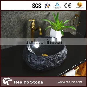 Chinese Absolute Black Granite Bathroom Round Bowl Sink thumbnail-4