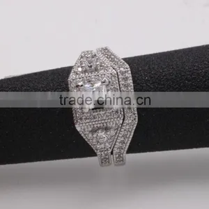 Fashion 925 Silver Jewelry Two Set Pave Setting Ring thumbnail-2
