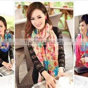 2014 New Fashion Printing Multi-color Silk Infinity Scarf thumbnail-1
