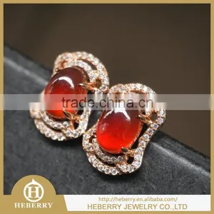 Elegant Ladies Garnet Crystal Earring Orange Color Gemstone thumbnail-4