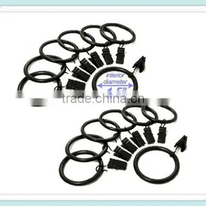Set of 14 Decorative Drapery Curtain Clip Rings, Black Premium Iron Metal Material ,1.5 Inch Interior Diameter thumbnail-1