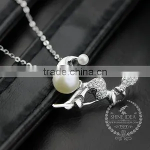 925 Sterling Silver Santa Claus Pearl Creative Pendant Necklace Fashion Women Necklace Jewelry 6360464 thumbnail-2